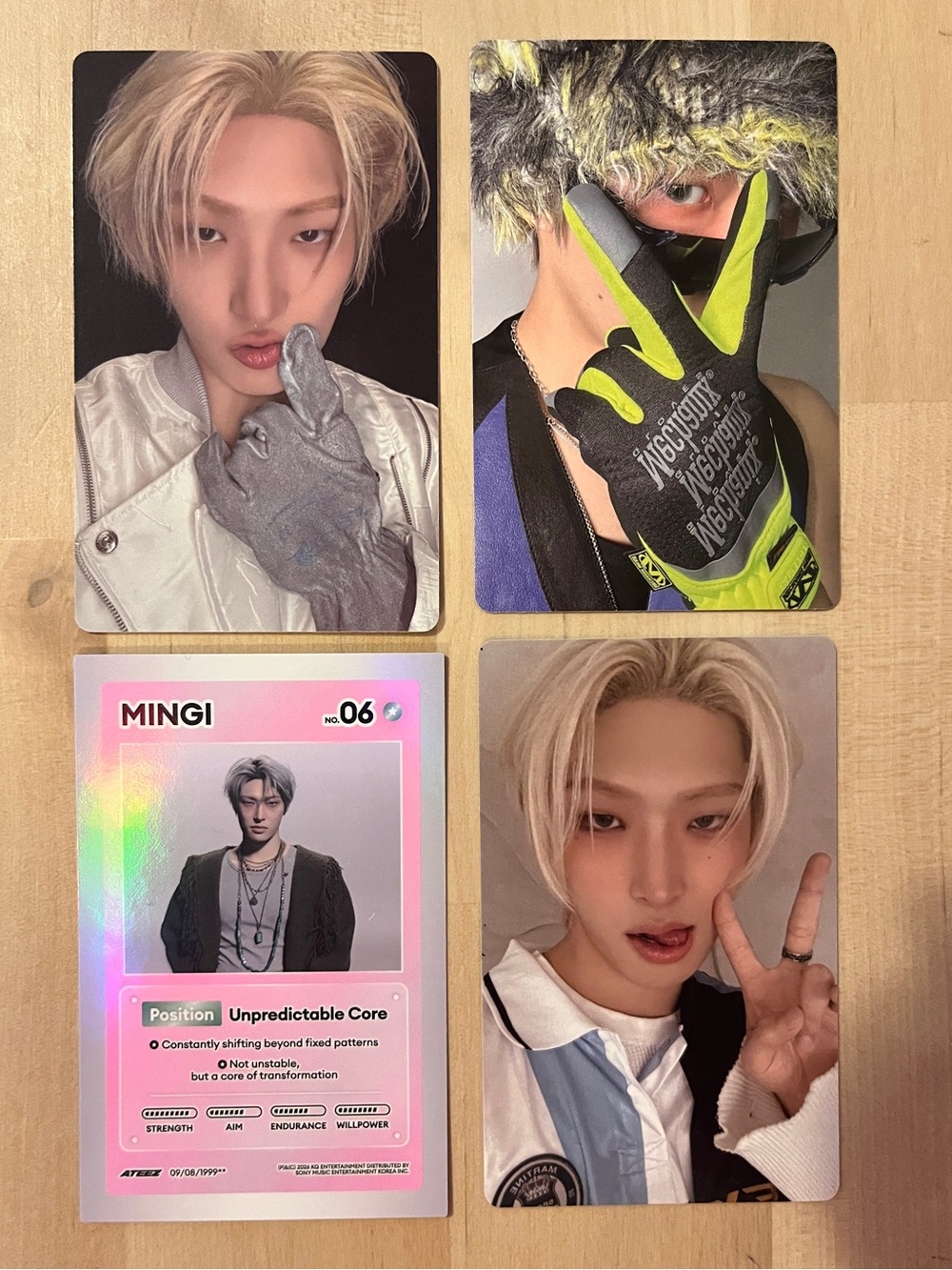 Set of four OFFICIAL Mingi of Ateez photocards (set #4)